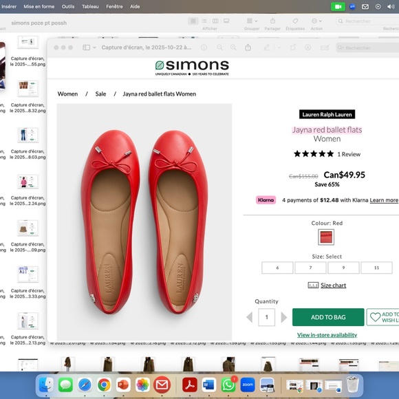 Lauren Ralph Lauren Jayna red real leather ballet flats NWT - Picture 9 of 10